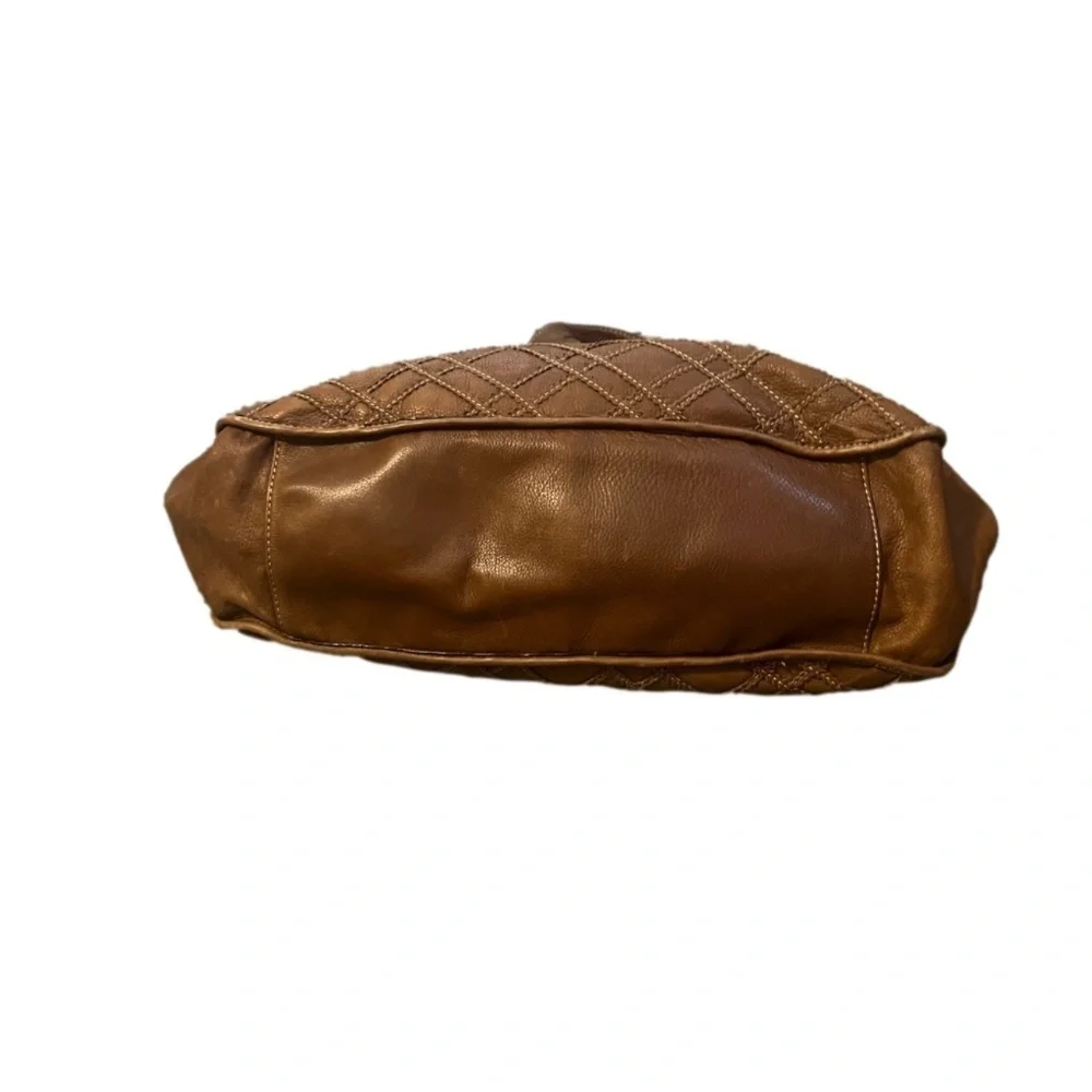 Gianni Bini Brown‎ Genuine Leather Purse Shoulder Bag Tote Hobo Satchel